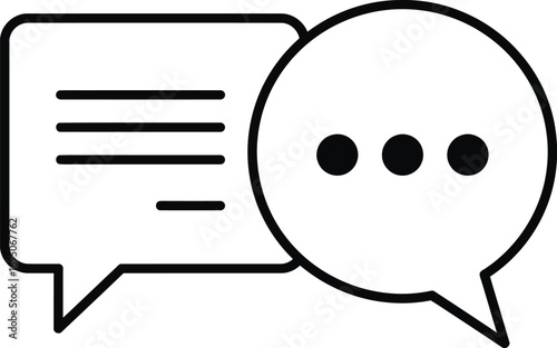 Communication bubbles with text message icon chat speech messaging talk conversation dialogue ellipsis dots symbol interface design
