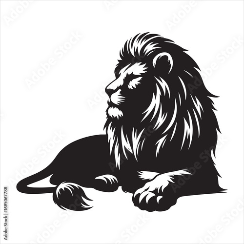 siting ferocious lion Silhouette Vector Art, and Graphic, vector black color silhouette 