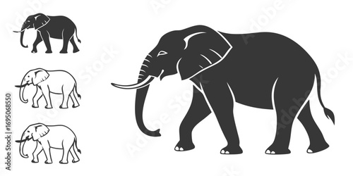 Stylized Elephant Silhouette Collection.