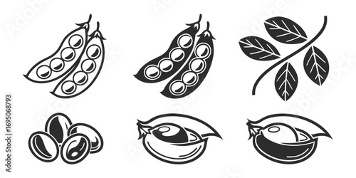 Stylized Icons of Peas and Soybeans.
