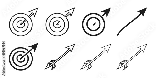 Target and Arrow Icons Representing Success and Goals.