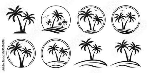 Tropical Palm Trees Silhouette Collection