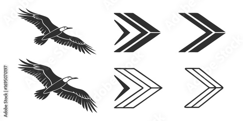 Two Eagles Flying Towards Forward Arrows