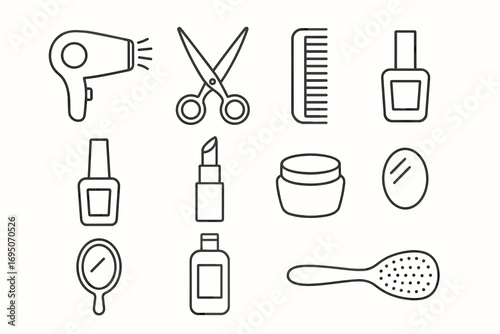 Spa and Beauty Care Icons Set – Skincare, Cosmetics, Wellness, Relaxation, Self Care