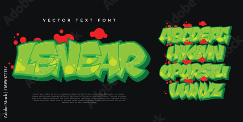 Lenear, Colorful graffiti editable text style effect. Vector text effect with paint wall concept.	