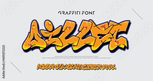 Aillec, Colorful graffiti editable text style effect. Vector text effect with paint wall concept.	