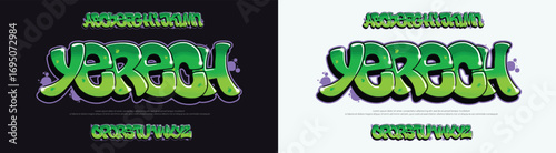 Yerech, Colorful graffiti editable text style effect. Vector text effect with paint wall concept.	