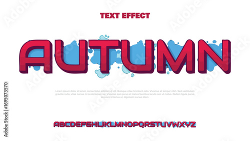 Autumn, Colorful graffiti editable text style effect. Vector text effect with paint wall concept.	