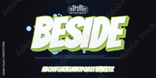 Beside, Colorful graffiti editable text style effect. Vector text effect with paint wall concept.	