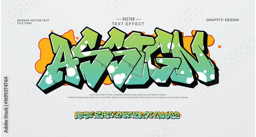 Assign, Colorful graffiti editable text style effect. Vector text effect with paint wall concept.	