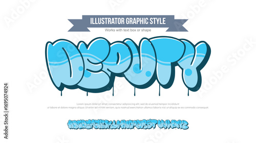 Deputy, Colorful graffiti editable text style effect. Vector text effect with paint wall concept.	