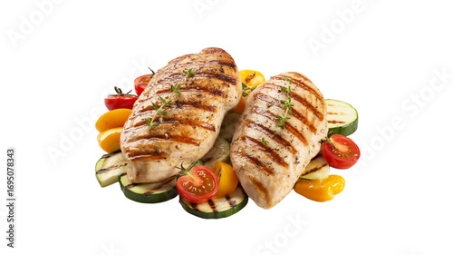 Wallpaper Mural Juicy grilled chicken breasts with vibrant grilled vegetables Torontodigital.ca