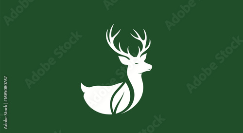 Elegant white deer silhouette with a leaf shaped body.