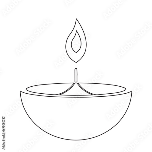 Candle Flame Line Art Vector Illustration for Spiritual and Relaxation Concept