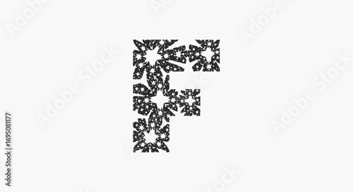 Stylized letter F composed of intricate floral and organic patterns.