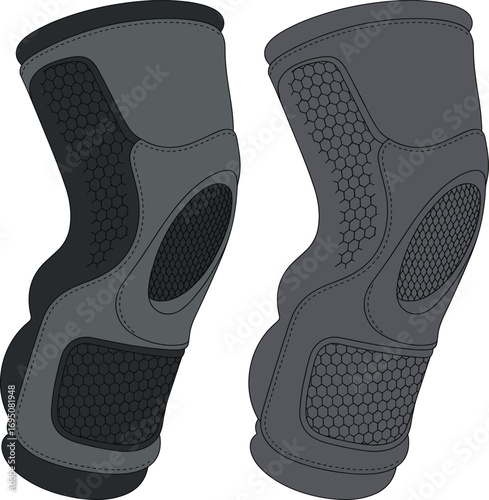 Protective knee pads, hexagonal padding, sports gear, impact resistant, ergonomic design, joint support, durable stitching, fitness accessory, compression sleeves, athletic wear