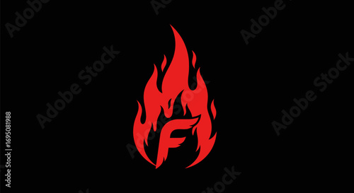 Fiery Letter F Logo: Red Flames Graphic Design.