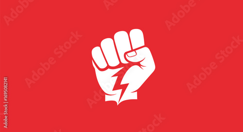 Clenched Fist with Lightning Bolt: Symbol of Power and Revolution.