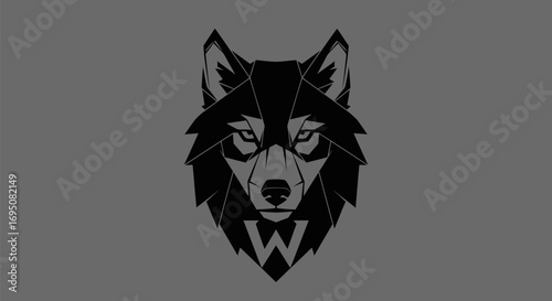 Modern Geometric Wolf Head Emblem Design.