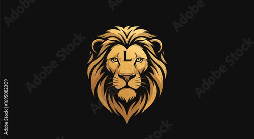 Golden Lion Head with Letter L Symbolizing Leadership.