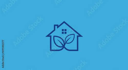 Eco House Logo: Sustainable Home Line Art Design.