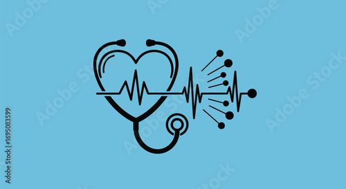 Medical Heartbeat Stethoscope DNA Technology Health Symbol.