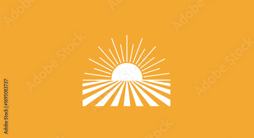 Stylized Sun Graphic with Radiating Beams.