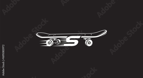 Fast Skateboard with S Letter Design Graphic.