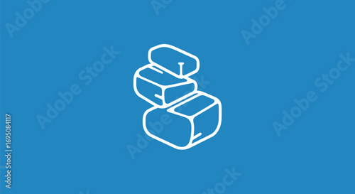 Three Stacked White Cubes on Blue Background.