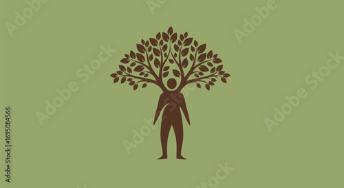 Human figure with a tree for a head symbolizing nature and growth.
