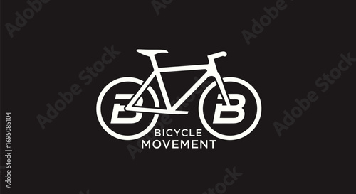 Bicycle Logo Design Simple White Bike on Black.