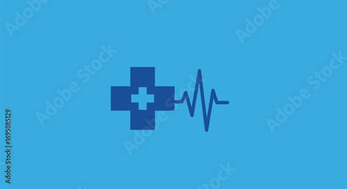 Medical Cross with Heartbeat Line: Healthcare and Vital Signs.
