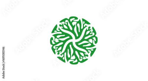 Intricate green leaf design forming a beautiful circular pattern.