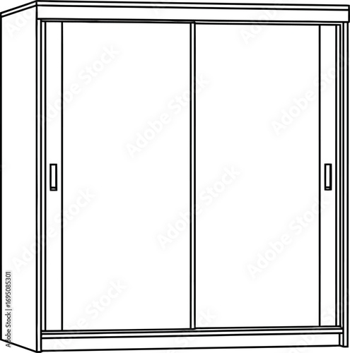 Sleek minimalist sliding door cabinet offering spacious storage with clean lines and simple design