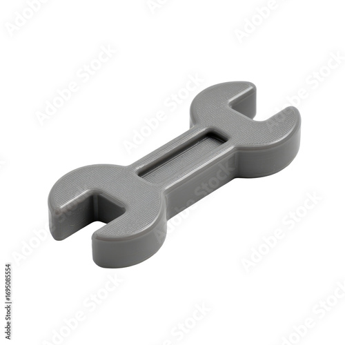 Gray wrench-shaped plastic piece