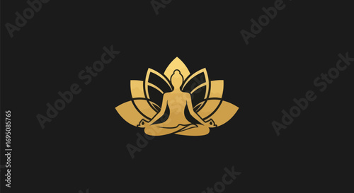 Golden Lotus Meditation Silhouette for Mindfulness and Peace.