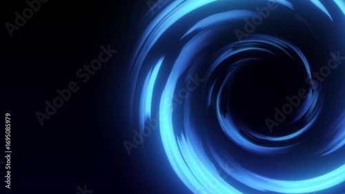 Abstract Space Tunnel blue Energy Vortex Flow Black Hole Glow Portal Circle Rotation Seamless Loop 4K Animation