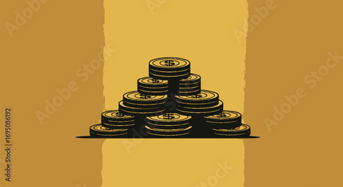 Pyramid of Coins Representing Financial Success and Wealth.