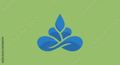 Abstract Blue Water Droplet Lotus Infinity Symbol.