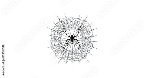 Detailed illustration of a spider in its web showcasing intricate design and arachnid features.