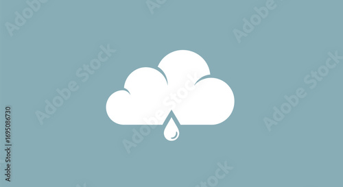 White Cloud with Droplet Icon Representing Rain or Precipitation.