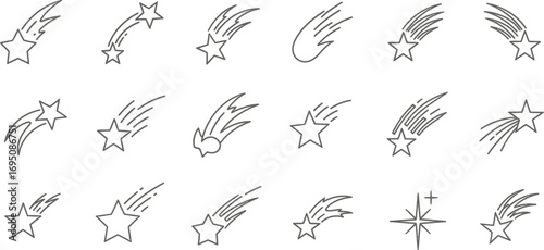 Stylized shooting stars set against a white background for graphic design use