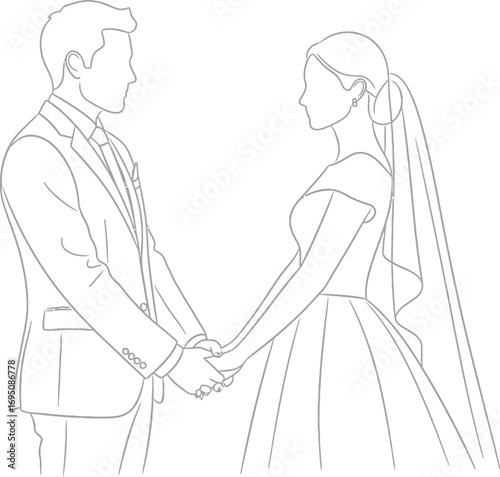 Elegant minimalist wedding line art portraying enduring love and commitment visual representation