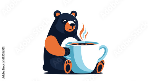 Cartoon Bear with Coffee Cup.