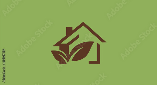 Eco-Friendly House Logo with Leaf Design.