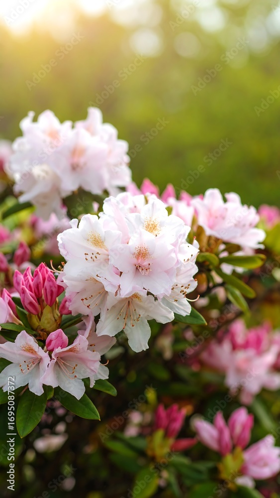 Fototapeta premium Close-up of beautiful pink and white azaleas