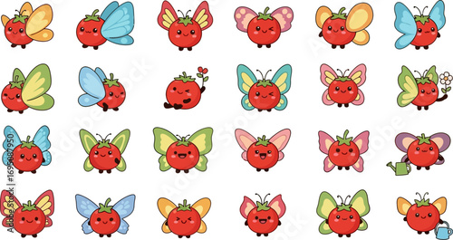 Delightful Tomato Butterfly Collection: A Whimsical Assembly of Foodie Fairies and Garden Guardians