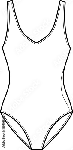 Elegant one-piece swimsuit outline showcasing summer fashion and beachwear design simple