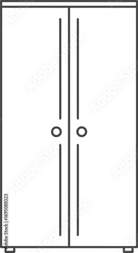 Minimalist wardrobe illustration with double doors enhancing space efficiency for modern interiors
