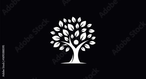 Stylized human tree symbol representing growth and life connection.